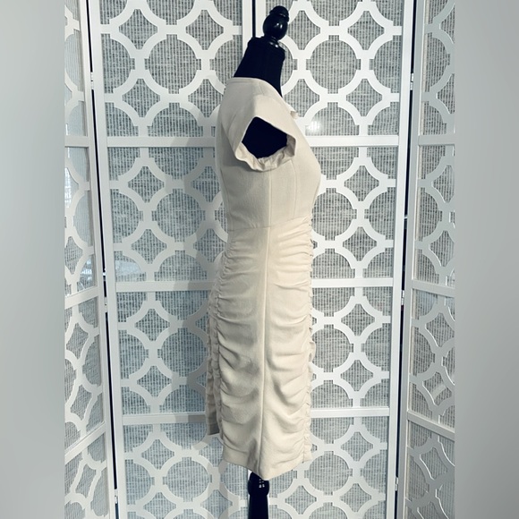 NWT Size 2 NANETTE LEPORE Elegant Cream Ruched Dress Bow Short Designer Ivory XS - Picture 3 of 14